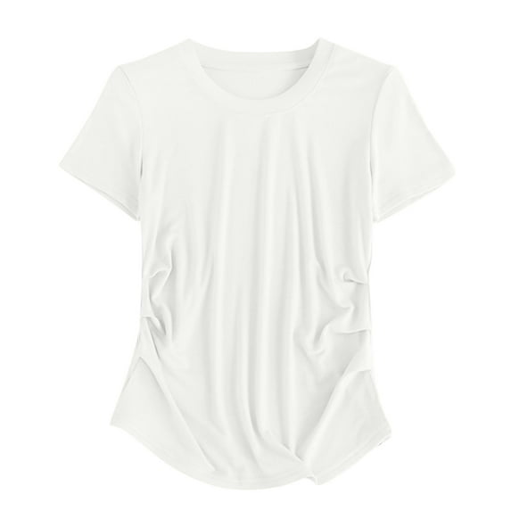 Women Blouses Fashion Solid Regular Round Neck Short Sleeved Casual T Shirt Blouses Plus Size Womens Tops The Summer I Turned Pretty