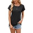 thumbnail image 1 of Women Blouses Fit Short Loose Fitted Shirt Teen Blouses Tops Dressy Crop Short Sleeve Tops for Women Christmas Shirt Dressy Long Sleeve Teen Girl Long Rayon Shirts for Tunic Shirts Black S, 1 of 7