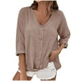 thumbnail image 1 of Women Blouses Floral Summer Top Scrub Base Layer Womens Long Sleeve Sweaters Casual Long Sleeve Scrub Shirt Layer Tunics Workout Running Shirts Womens Workout Shirt Tunic Blouse Tops Khaki 3XL, 1 of 4
