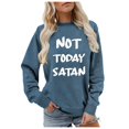 thumbnail image 1 of Women Blouses up Hoodie Womens over Sweatshirt Womens Petite Sweaters Pullover Long Zippe Sweatshirts for Women Neck Top Ladies Sweatshirts under 10 Hoodie Sweatshirt Came on Earth Blue S, 1 of 4