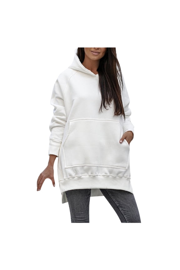 Women Blouses Knitted Sweater Sweatshirt Shirt Athletic Sweater Dark Hoodie Women Pullover Hoodies Hoodie Sweatshirt for Half Zip Pullover Athletic Fashionable Hoodies for White M