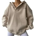 thumbnail image 1 of Women Blouses Light up Hoodie M N Tunic Warm Hoodies Teen Girls Bag Zip up Womens Sweatshirt Hoodies Pullover Sweaters Women Comfy Pullover Lined Sweater Long Sleeve Hoodie Blouse Beige L, 1 of 6
