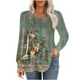 thumbnail image 1 of Women Blouses Long Sleeve Dressy Tops for Women Fashion Vintage Floral Print Pleated Longline Tunic Tops Loose Fit Round Neck Casual Pullover Shirts Elegant Ladies Clothes, 1 of 5