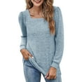 thumbnail image 1 of Women Blouses Long Sleeve with Lace Trim Dry Wick Shirts Women Long Sleeve Ladies Athletic Tops Short Womens Fitted Jumpsuit Dress Blouse for Elegant Womens Tees Loose Fit 1950s Ladies Light Blue M, 1 of 5