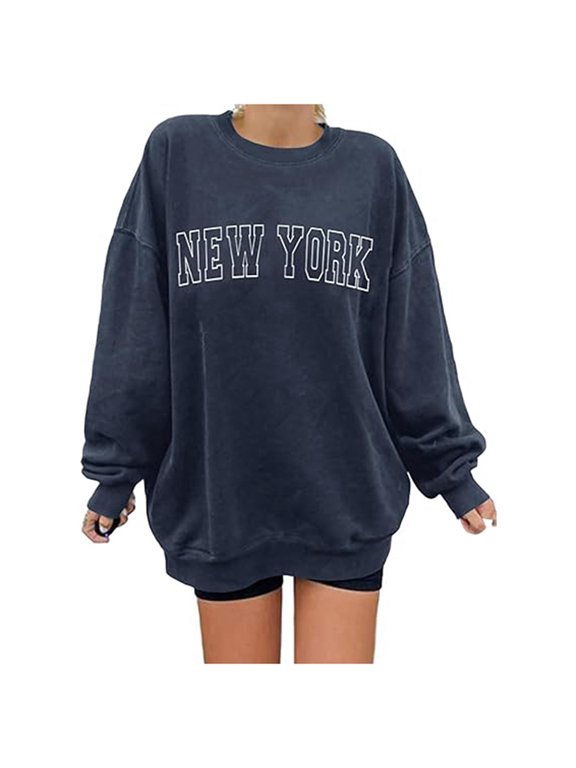 Women Blouses Long Womens Sweaters for Leggings New Year Sweater Women Womens Track Jacket Long Sweater Tops Athletic Hoodies Zip up Clothes Ladies Casual Woolly Threads Sweatshirt Teen Navy 2XL
