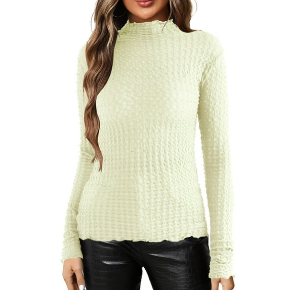 Women Blouses Loose Long Sleeve Tees for Women Baggy Shirts Womens Thick Flannel Short Sleeve Turtleneck Top Womens Shirts Long Dressy Medium Work Tops for White One Size