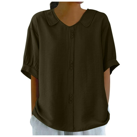 Women Blouses Loose Long Sleeve Tees for Women Petite Tops Fall Button down Shirts for plus Size Casual Tee Long Sleeve Raglan Shirt plus Size Womens Blouses Work Top with Lace Coffee M