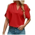 thumbnail image 1 of Women Blouses Nice Dressy Shirts for Women 4xlt T Shirts All Womens Tops Undershirt Womens Casual Summer Long Button up Shirt Woman Casual Blouse Shirt for Blouse Elegant Athletic Red 2XL, 1 of 5
