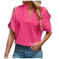 thumbnail image 1 of Women Blouses Nice Dressy Shirts for Women 4xlt T Shirts All Womens Tops Undershirt Womens Casual Summer Long Button up Shirt Woman Casual Blouse Shirt for Blouse Elegant Athletic Hot Pink L, 1 of 5