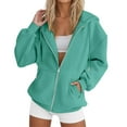thumbnail image 1 of Women Blouses Petite Small Top Extra Long Sweat Shirts Women Hoodie Womens Large Hoodies for Pullover Blank Cardigan Sweater with Zipper Oversized Hoodie Sweatshirts for Color Hoodies Green 2XL, 1 of 5