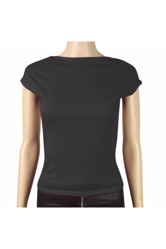 Women Blouses Plus Size Sawvnm Women Fashion Casual Solid Color Short-sleeved Round Neck Backless Hollow Front And Back Wearable T-shirt Short-sleeved Round Neck Shirt Blouses for Women Black S