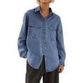 thumbnail image 1 of Women Blouses Plus Size Shirts for Women Women's Oversized Denim Shirt Casual Long Sleeve Button Down Top Lightweight Comfortable Everyday Wear Versatile Styling, 1 of 4