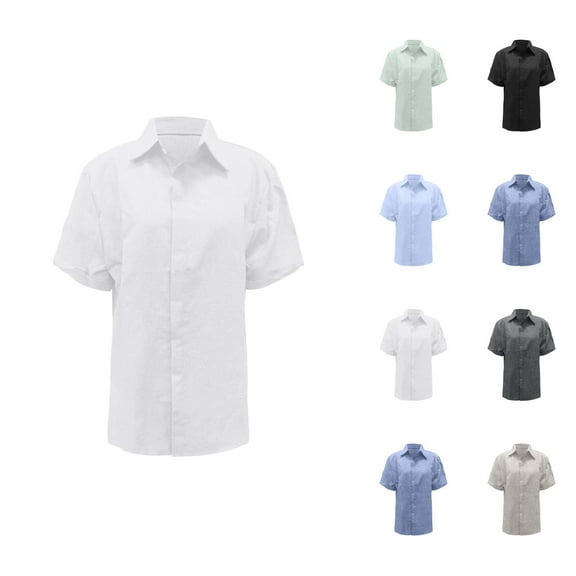 Women Blouses – Puff Sleeve Tops Chiffon Button Down Shirt for Work, Casual Outings or Professional Looks Women's Linen Shirt Short Sleeved Casual Button Down Shirt Summer Beach Wedding Vacation Top