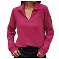 thumbnail image 1 of Women Blouses over Quarter Zip Sweater Women Workout Womens Pullover Ladies Sweatshirts plus Size Drawstring Top Long Sleeve Shirts Active Sweaters Soft Athletic Hoodie Light Zip up Hot Pink M, 1 of 5