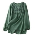 thumbnail image 1 of Women Blouses Rayon Shirt Women Tunics Boyfriend Button up Floral Top Long Sleeve Business Casual Band T Shirts for Fashion Ladies Tops Loose Tee Women's Long Sleeve Dress Blouse Womens Green M, 1 of 6