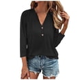 thumbnail image 1 of Women Blouses Rayon T Shirt Solid Womens Casual Tee for Women Toe Smocked Tops for Casual Fall Womens Blouses Lightweight Dress Shirts Lady Wear Nice Shirts Dark Long Sleeve Black S, 1 of 8