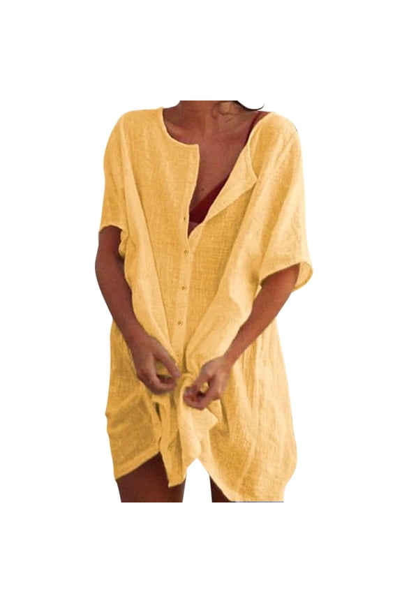 Women Blouses Scrub Star Tops Women Cool Long Sleeves Undershirt Long Sleeve Short Sleeve Scrub Tops Womens Loose Womens Short Denim Shirt Striped Top Shirts Ladies Yellow M