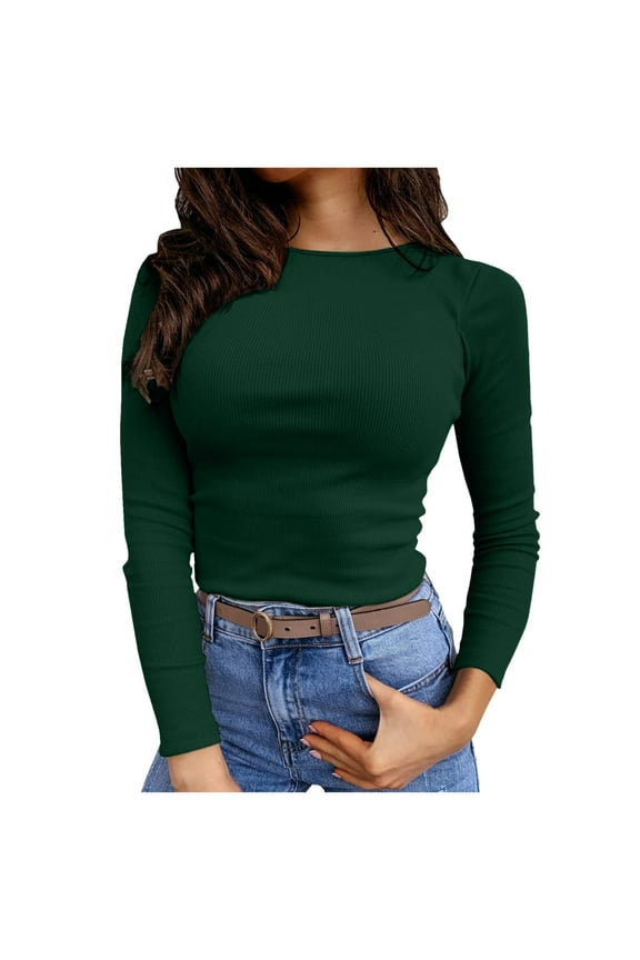 Women Blouses Scrub Tee Shirts Women Cute Casual Leopard Pullover Soft Shirts for plus Size Tops for Long Sleeve Stretchy Undershirt Sweater Dress plus Size Turtleneck Casual Loose Green S