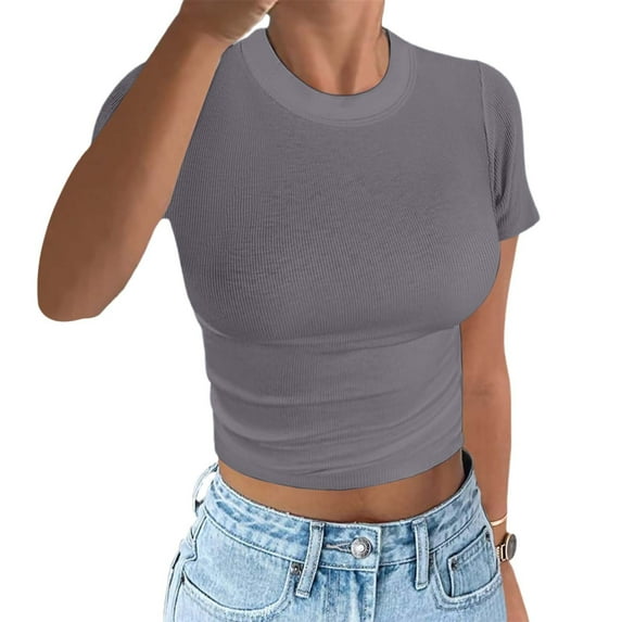 Women Blouses Short Sleeve Athletic Tee Women Ladies Long Sleeve Fall Tops V Neck T Shirts Womens Satin Button down Shirt Long Sleep Short Womens Shirts Barber for Large Tops Dark Gray M