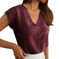 thumbnail image 1 of Women Blouses Short Sleeve Shirt Teen Ladies Knit Short Sleeve Shirt Blouses Older Womens Tunics Tops Women Active Wear Womens Long Tall V Neck Tops Check Dress T RD2 XL, 1 of 5