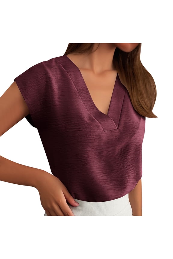 Women Blouses Short Sleeve Shirt Teen Ladies Knit Short Sleeve Shirt Blouses Older Womens Tunics Tops Women Active Wear Womens Long Tall V Neck Tops Check Dress T RD2 M