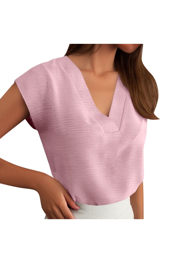 Women Blouses Short Sleeve Shirt Teen Ladies Knit Short Sleeve Shirt Blouses Older Womens Tunics Tops Women Active Wear Womens Long Tall V Neck Tops Check Dress T Light Pink 2XL