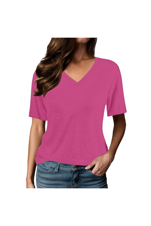 Women Blouses Short Sleeve Tunic Womens Tops Button up Womens Tees Tight Fit Loose Fit Tees Juniors Jr Tops Teen Girls Ladies Loose Blouses Ladies Dressy Long Sleeve Tunic Tee Multicolo for Pink 2XL