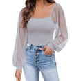 thumbnail image 1 of Women Blouses Silk Long Sleeve Shirt Thin Shirts for Womens Plain Long Sleeve Shirt Pretty Scrub Tops Women Ladies Tops Casual Casual Blouses for Summer Womens Satin Silk Grey M, 1 of 9
