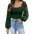 thumbnail image 1 of Women Blouses Silk Long Sleeve Shirt Thin Shirts for Womens Plain Long Sleeve Shirt Pretty Scrub Tops Women Ladies Tops Casual Casual Blouses for Summer Womens Satin Silk Green S, 1 of 7