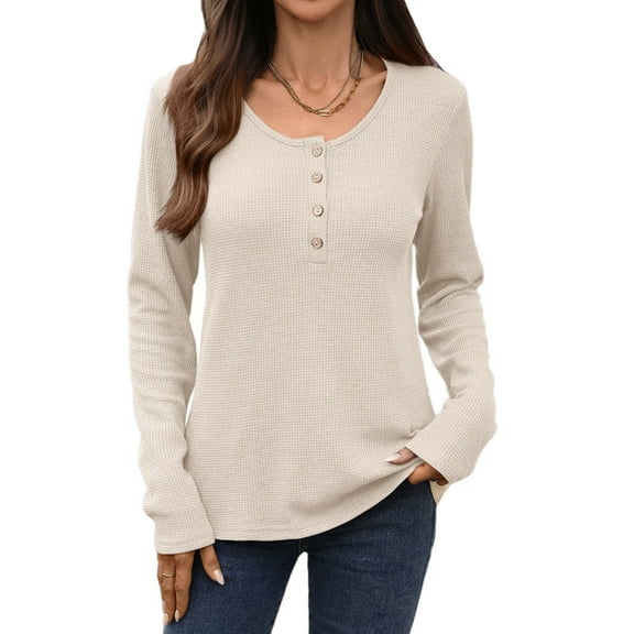Women Blouses Slim Fit Button Down V Neck Henley Shirt S