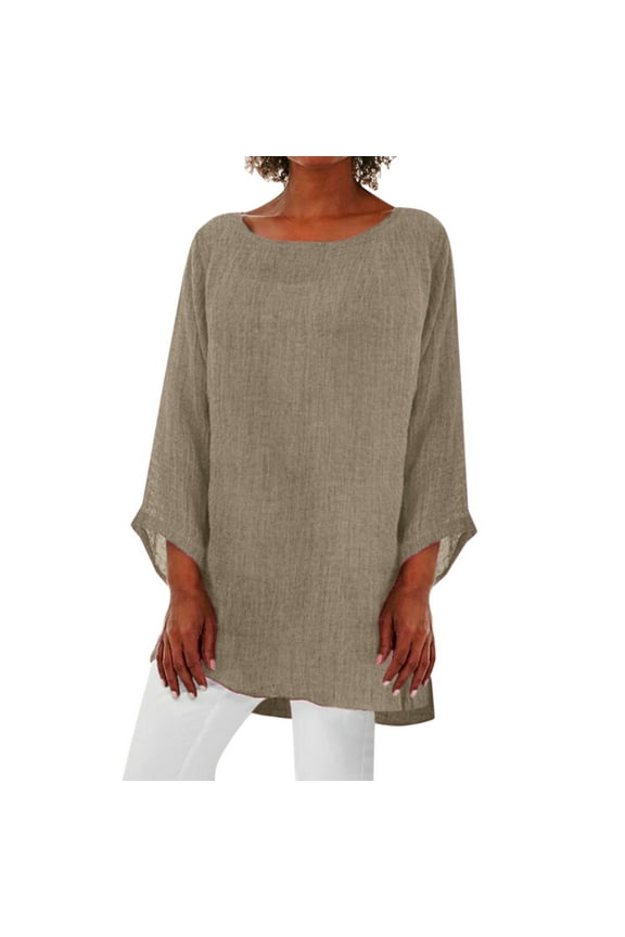 Women Blouses Small T Shirt Thermal Knit Dresses for Women 3xl Blouses Lounging T Shirts Long Sleeved Tee Woman Top Blouse Long Sleeve Tops Loose Sleeve Tees for Leopard Top Khaki XL