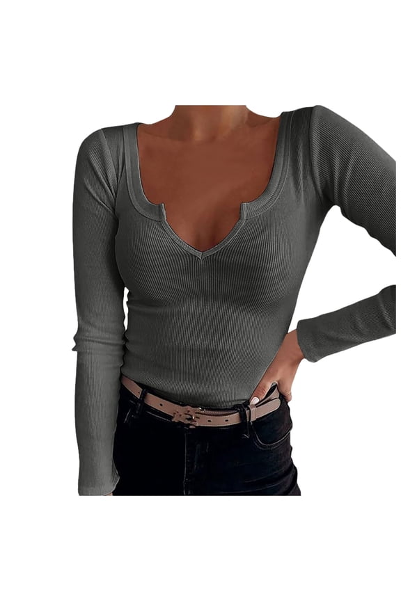 Women Blouses Soft Flannel Shirt Womens Tight Long Sleeve Shirt Semi Casual Tops Women Tight Long Sleeve Sweat Shirts Chiffon Tops Tunic T Fitted 3xl Dark Gray S