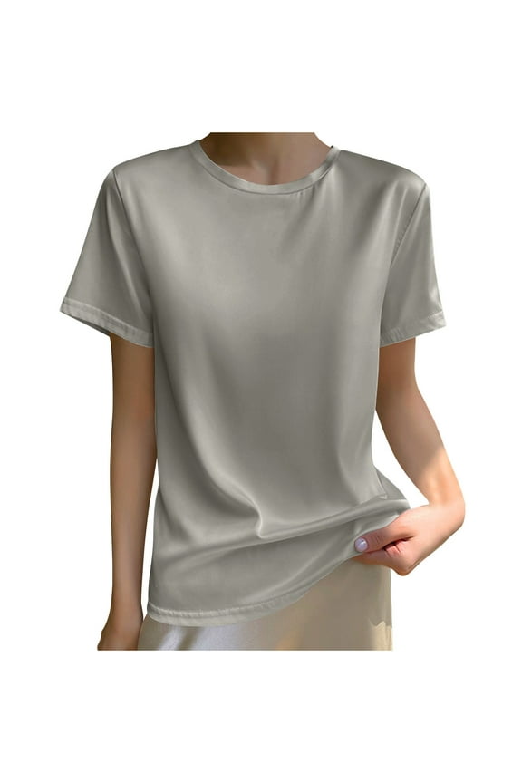 Women Blouses Solid Color Crew Neck Short Sleeve Casual Shirt Top Plus Size Womens Tops The Summer I Turned Pretty