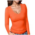 thumbnail image 1 of Women Blouses Solid Color Shirts for Women Woman's Stretch Shirt Items Mom Oversized Corduroy Shirt Women's Tops Tunic Lightweight Blouses Pack Shirts for Womens Long Sleeved T Long Sleeve Orange L, 1 of 4