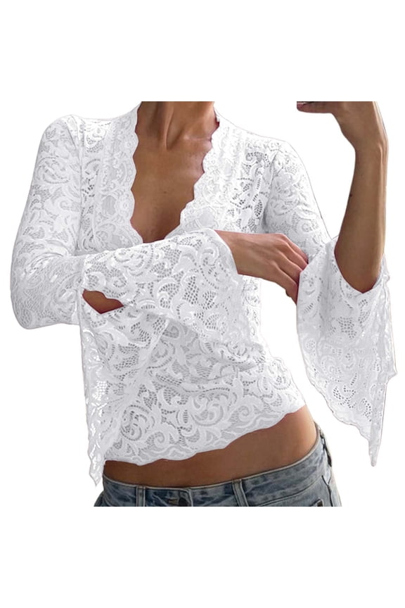 Women Blouses Solid plus Size Tops Lady Workout Clothe V Neck T Shirt Women Long Sleeve Turtleneck Fitted X Tech Women's Tops 3/ 4 Sleeve Womens Work Short Womens And Casual Sweaters White M