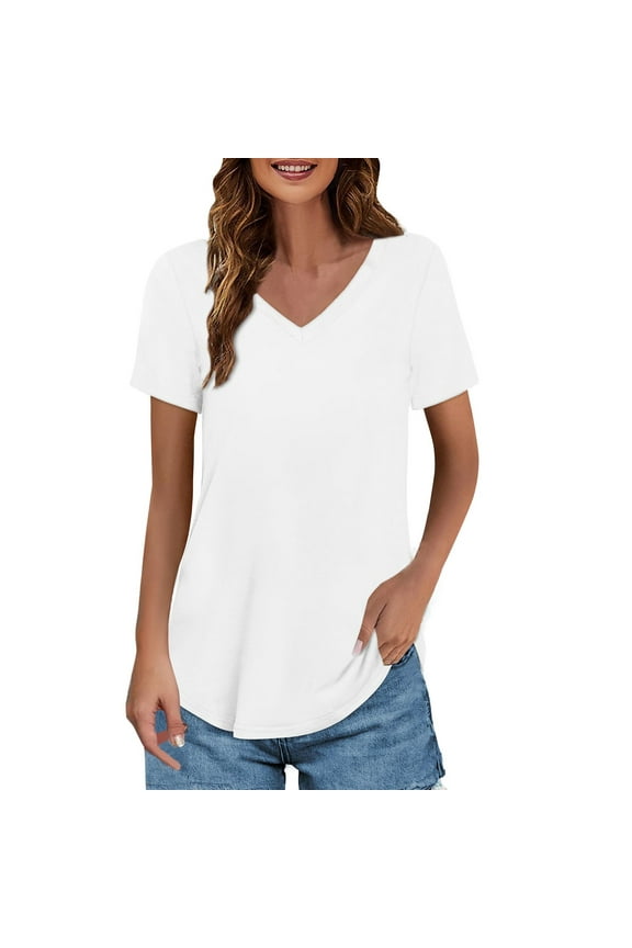 Women Blouses Summer Dresses Women 2022 Shirt with Lace Lightweight Blouse Women's plus Size Summer Tops Soft Tee Athletic Apparel Workout Clothe Pack Sleep Shirts for plus Size Solid Color White 3XL