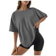 thumbnail image 1 of Women Blouses Summer Swing Tops Women Thin Knit Tops Striped Sleeve Long Sleeve Shirt Ladies Summer Blouses Long Top Elegant Ladies Lounging Outfits Thermal Sleeves for Womens Deep Neck Dark Gray 2XL, 1 of 3