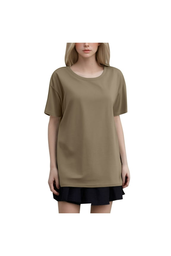 Women Blouses Summer Top Teen 3x Big Womens Top Tee Women Loose Fitting Clothes for Dressy Lace Tops Short Sleeve Long Ling Sleeve Shirt Womens Summer Blouses Casual Short Women's Khaki XL