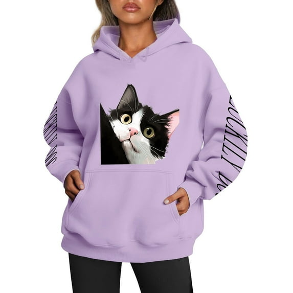 Women Blouses Sweatshirts for Women Hoodie Pullover Graphic Soft Zip up Hoodie Athletic Sweatshirts And Hoodies Extra Warm Hoodies Ladies Sweatshirt Running Shirt Colla Purple 3XL