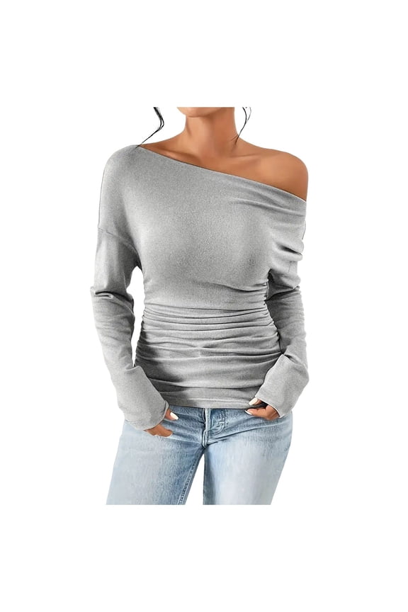 Women Blouses Tech Long Sleeve Short Sleeve Sweater Tops for Women Polyester Shirts Knit Shirts Women's Quarter T Size 3x Blouses underneath Clothes Summer Swing Tops for Grey S