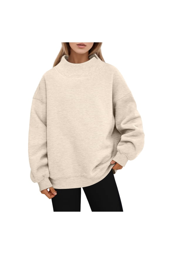 Women Blouses Three Quarter Sweatshirt Women Yoga Hoodie Womens Athletic Long Sleeve Shirts Velour Tops Womens Light Sweatshirt Ladies Sweaters for Winter Half for Tie Dyed Hooded Beige M