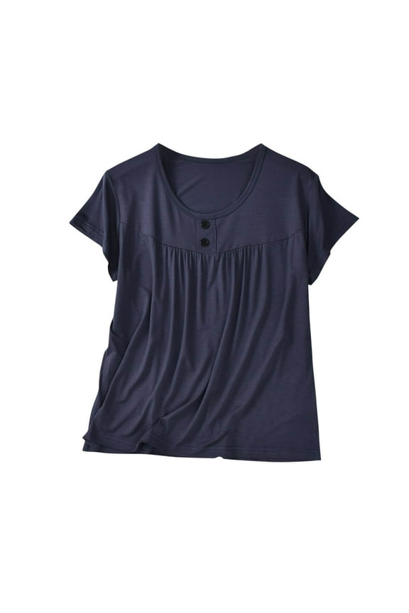 Women Blouses Top Casual Solid Round Neck Loose Short Sleeve Shirt Top Blouses Plus Size Womens Tops The Summer I Turned Pretty