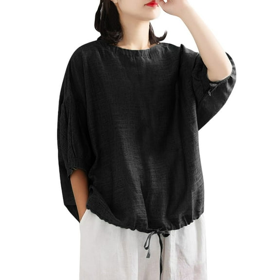 Women Blouses Top Teen Undershirt Woman Women Short Sleeve Print Tops Ladies Long Sleeve Soft Tops Junior Medium Loose Fitted Shirt Scrub Tees for Long Casual Shirts Womens Blouses Top Black XL