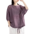 thumbnail image 1 of Women Blouses Top Teen Undershirt Woman Women Short Sleeve Print Tops Ladies Long Sleeve Soft Tops Junior Medium Loose Fitted Shirt Scrub Tees for Long Casual Shirts Womens Blouses Top Purple 3XL, 1 of 5