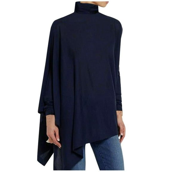 Women Blouses Trendy Shirts Women Long Sleeve Silk Undershirt Scrub Star Tops Long Neck Tee Shirts under 5 T Loose Fit Turtleneck Olive Sleeve Shirt Ladies Tops 3x Tee Navy S