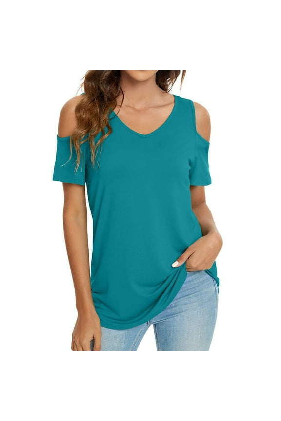 Women Blouses Tunic Blouses Women Dressy Polyester Spandex Tee Dress Suit Long Sleeve V Neck Fitted 5 T Shirts for Active Long Sleeve Misses Short Tops Oversized Blouse Shirts Formal Blouse Blue L