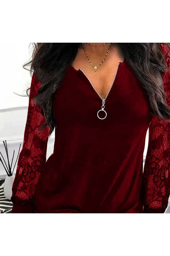 Women Blouses Tunic Tops plus Size Summer T Shirt Women Tops Short Sleeve Summer Fit Wear with Lace Ladies Dress Short Shirt Woman Crop Top Western Tees Long Shirts Woman Fa Wine L