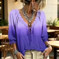 thumbnail image 1 of Women Blouses V Neck T Shirts Boho Tops V Neck Casual Vacation Clothes Beach Vacation Clothes, 1 of 5