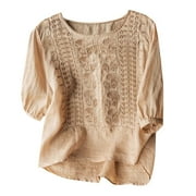 Women Blouses Western Top Elegant Ladies Blouses Womens Long Short Sleeve Shirts Quarter Neck Long Sleeve Women Workout Shorts Sexy Short Tops V Neck T Shirts Pack Womens Size Khaki L