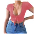 thumbnail image 1 of Women Blouses Women Active Base Layer Womens Ling Sleeved Shirts Long Sleeve Workout T Shirts for Cute Pom Summer Blouses 2022 Thermal Shirt Long Sleeve Dress for Lace Short Watermelon Red XL, 1 of 9
